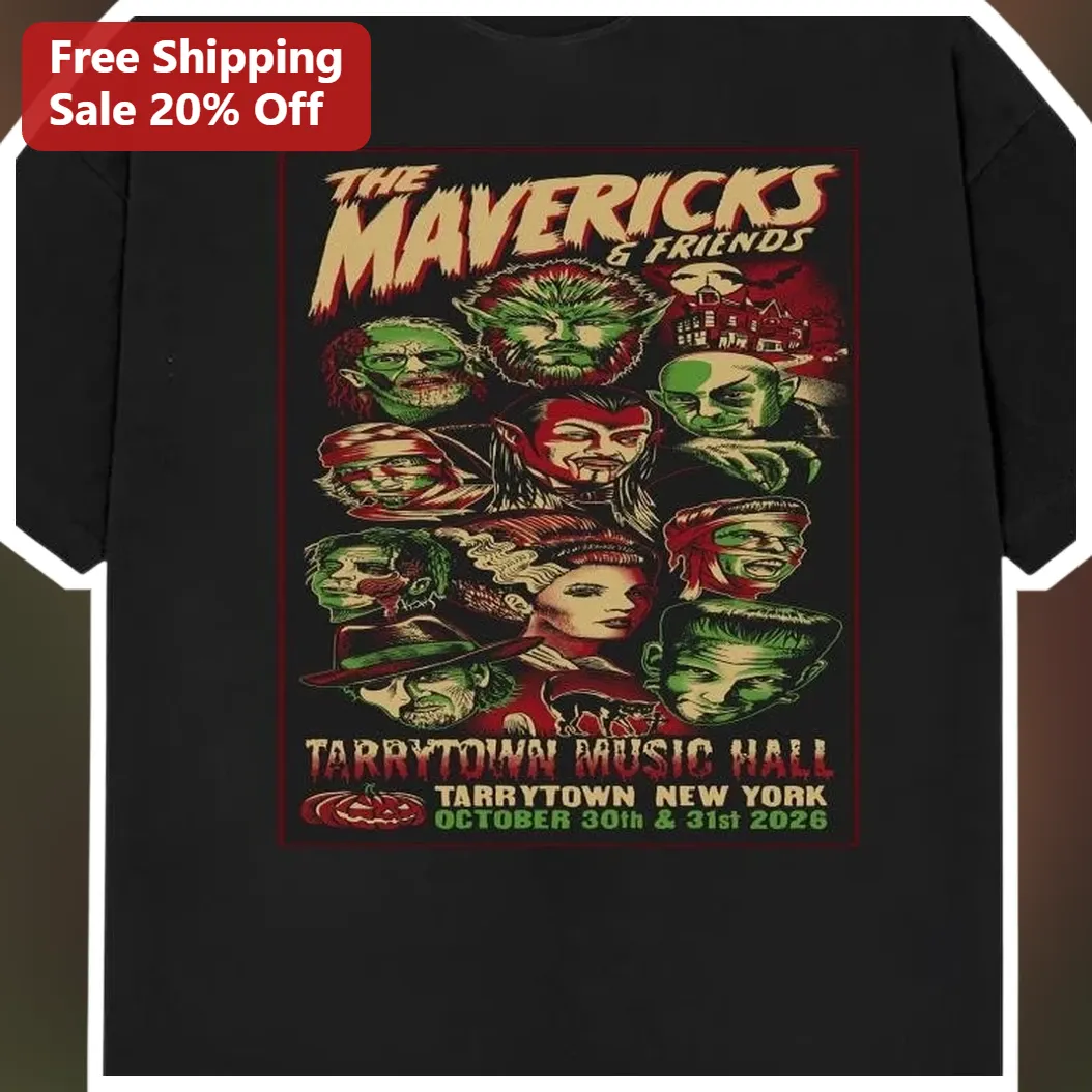 The Mavericks Friends Tarrytown Music Hall Long Sleeve Tee Universal Monsters Halloween Concert Merch