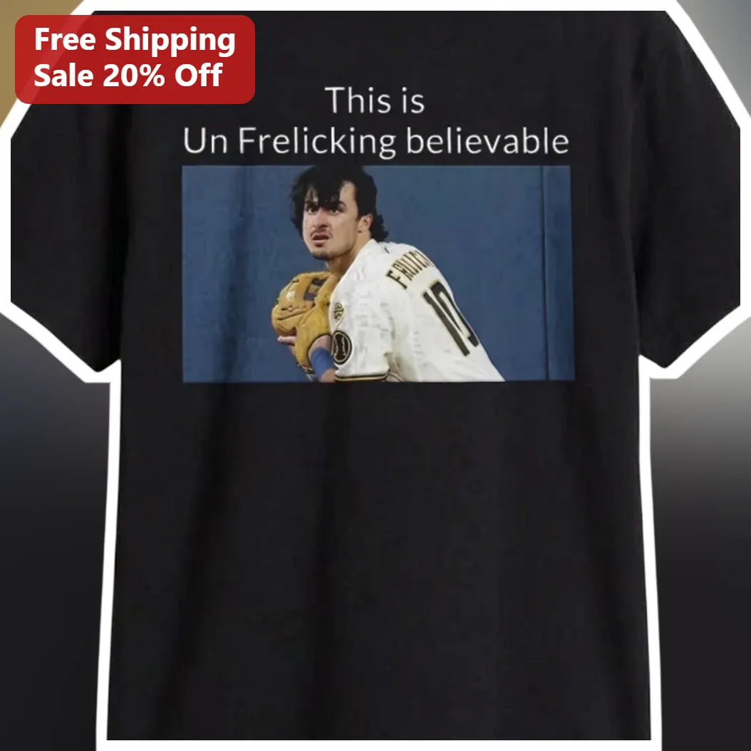This is Un Frelicking Believable Sal Frelick Milwaukee Brewers Tee available at our Austin, Texas warehouse