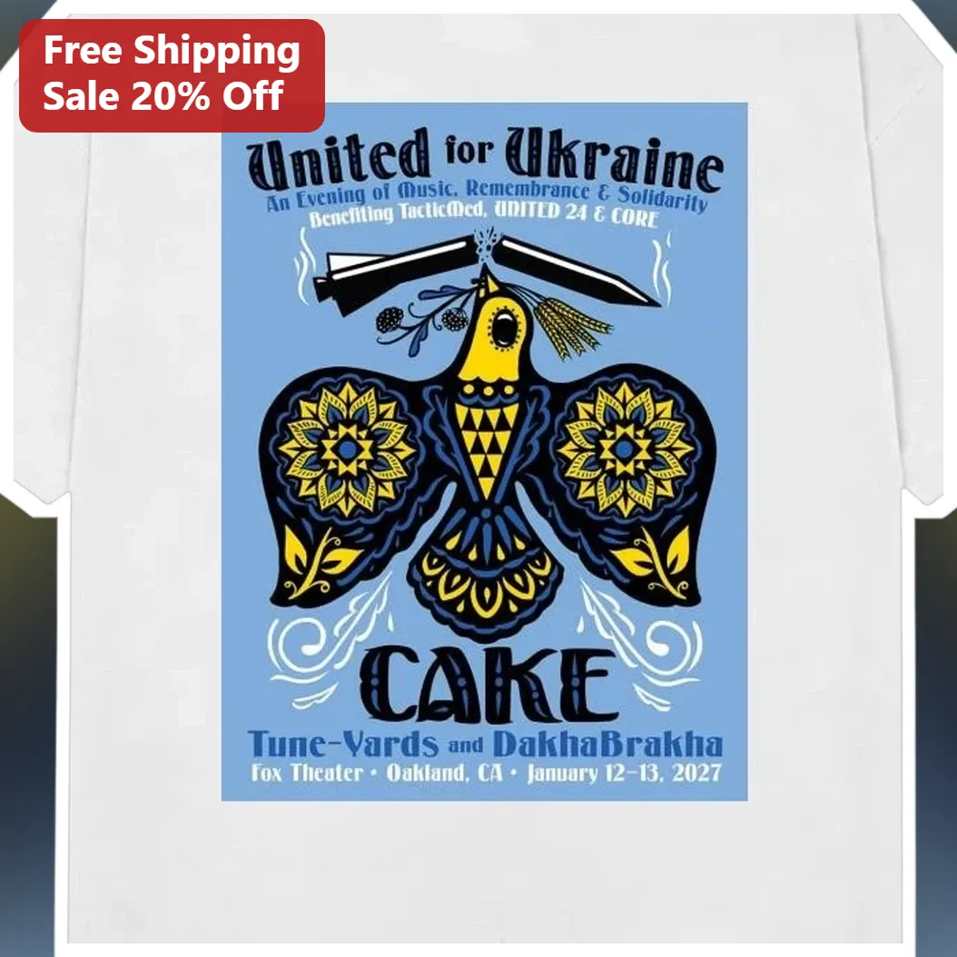 United for Ukraine CAKE Band Graphic Tee Music Remembrance Solidarity Shirt