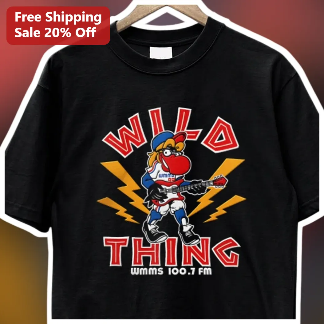 Wild Thing WMMS 100.7 FM Tee Classic Rock Radio Vintage Mascot Graphic Shirt